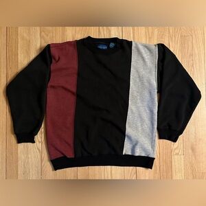 Vintage Colorblock Red Gray Black Crewneck Sweatshirt, Men’s, Size M